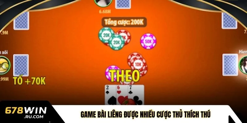 Game bài liêng được nhiều cược thủ thích thú